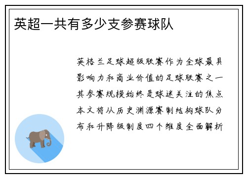 英超一共有多少支参赛球队